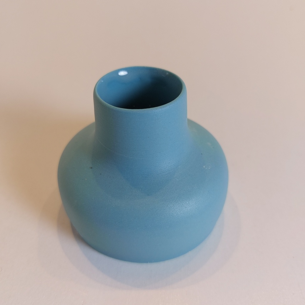 turquoise vaasje - ingekleurde porselein, dia 6 cm, H 6 cm