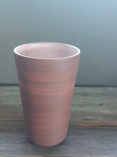 [JD038] vaas roodbakkende klei - roze hoogte 14,5